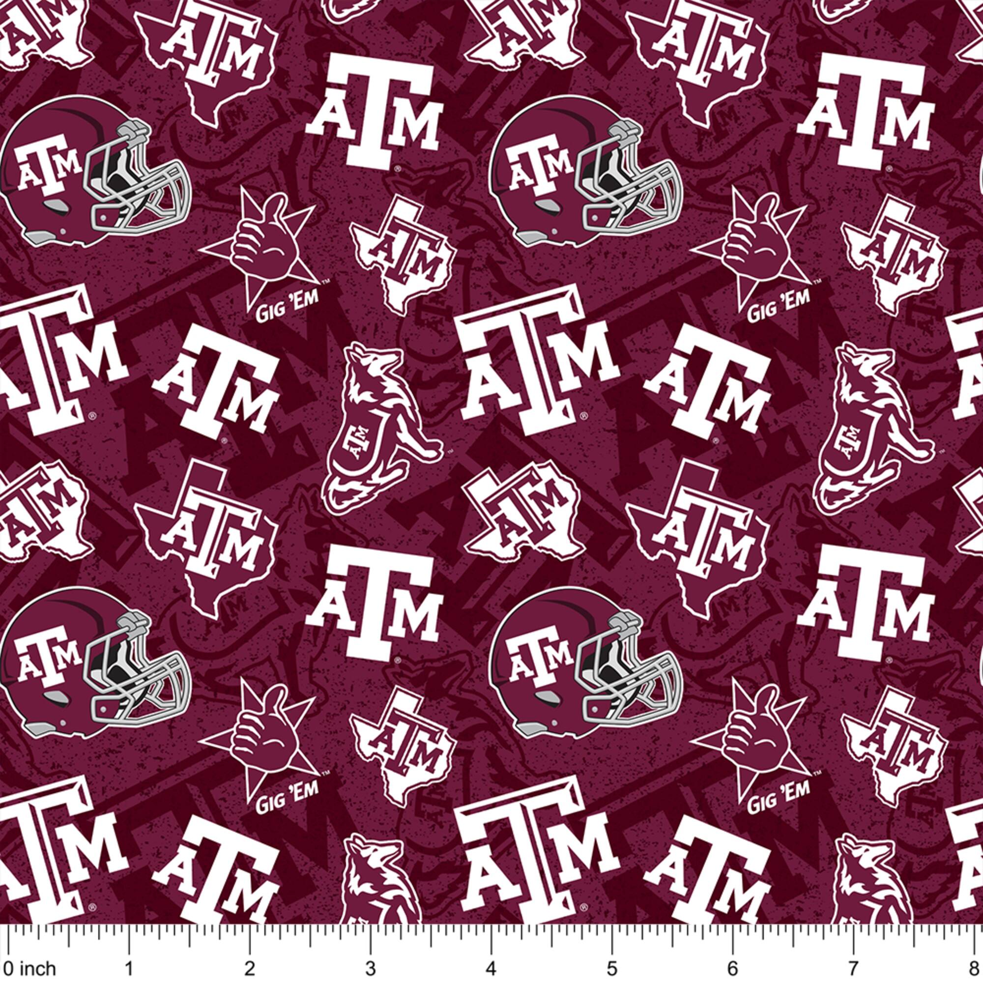 NCAA Texas A&M University Aggies Logo Tone-on-Tone Cotton Fabric